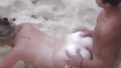 Husband caught his wife enjoys anal fuck with stranger on the beach