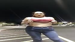 Thots flashing tits in parking lot