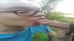 Cock sucking in the woods
