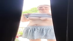 Mom flashes step son outside and strips off