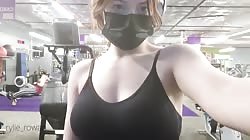 Teen flashes in public gym to get guy's attention